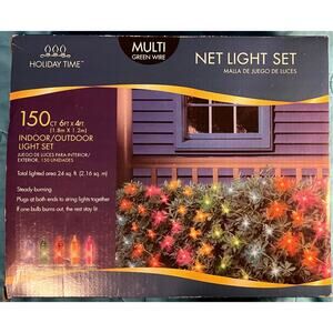 NEW Holiday Time 150 Ct Net Lighting Multi Color Green Wire Indoor Outdoor WORKS